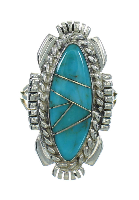 Turquoise Authentic Sterling Silver Southwestern Ring Size 7-3/4 QX85122